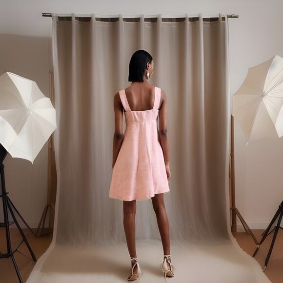 Banana Republic‎ Linen Kenza Mini Dress Babydoll Pink Size 6 Sundress NEW - Picture 2 of 14